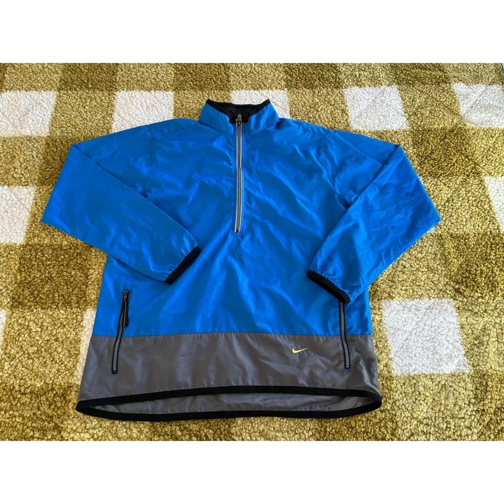 Nike Running Half Zip Windbreaker Blue Grey Colorblock Mens Large L‎ 12-14